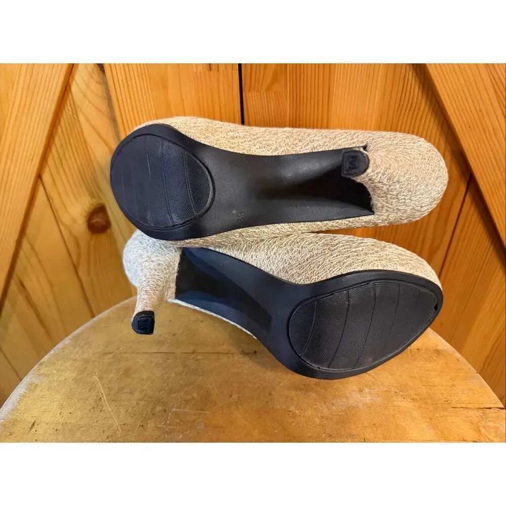 Pascelli Heel Cream Gold Textured Formal Prom Size EU 39 US 8.5 4.25” heel Read